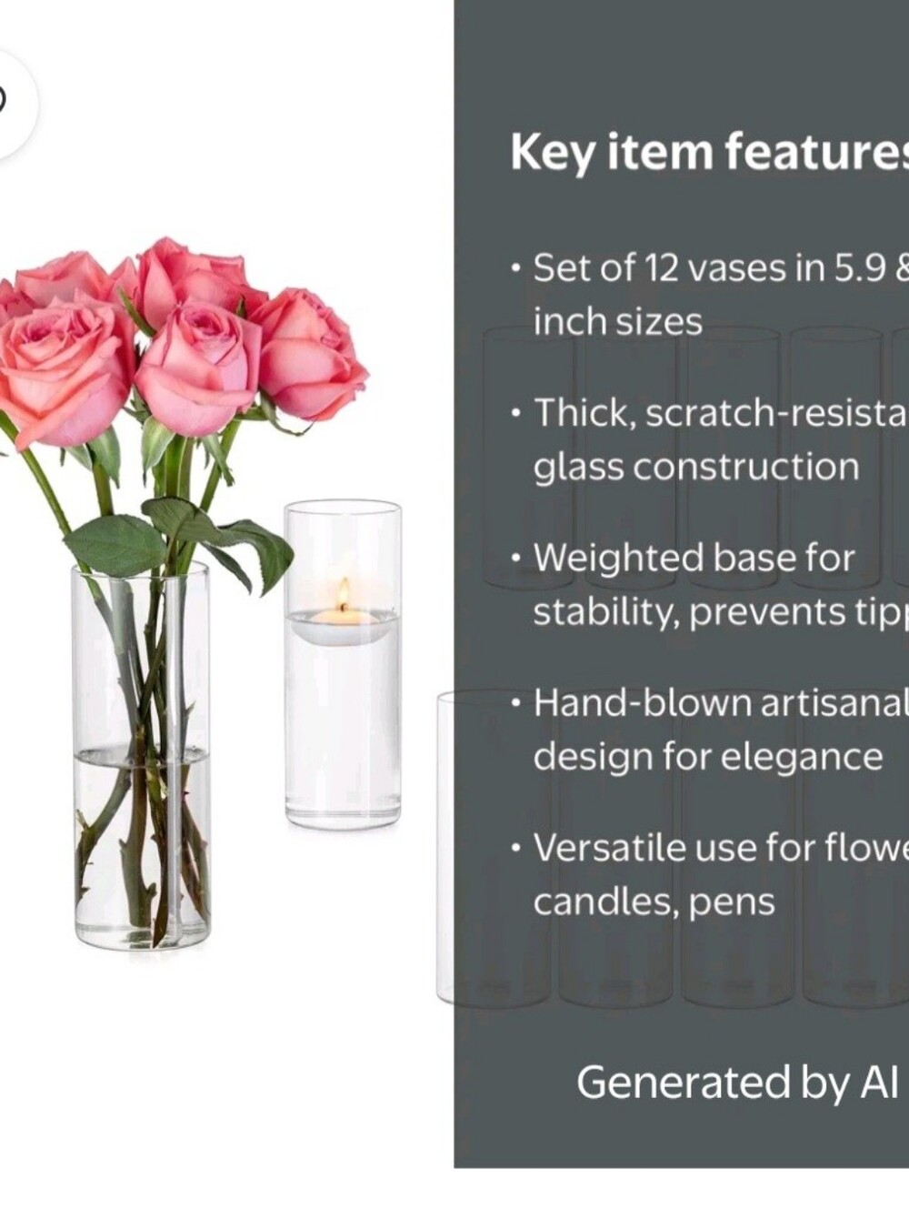 Clear Glass Cylinder Vase Set Of 12